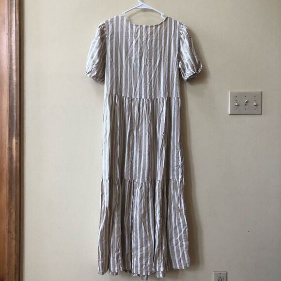 Old Navy Waist-Defined Dobby-Stripe Midi Dress - Picture 6 of 7